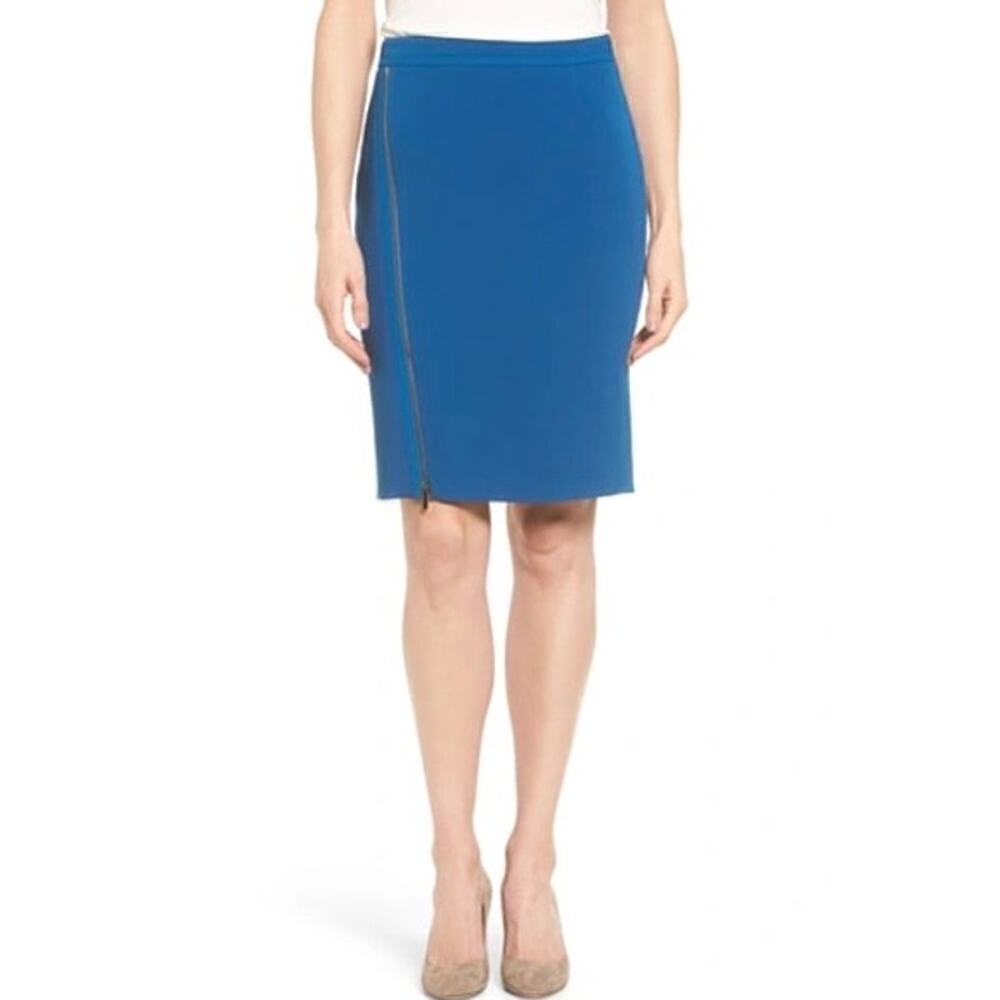 NWT Boss Hugo Boss VANAFEA ZIP DETAIL PENCIL SKIRT IN GENTIAN BLUE Size 14